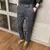 Imagem do Outono/inverno novo cinza calças de lã masculina moda casual calças lixadas