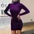 Moda Feminina Manga Longa Slim Fit Vestido Gola Alta - Sky Secret