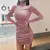 Moda Feminina Manga Longa Slim Fit Vestido Gola Alta na internet