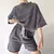 Conjunto feminino meia manga em torno do pescoço solto conjunto de duas peças - Sky Secret