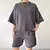 Conjunto feminino meia manga em torno do pescoço solto conjunto de duas peças na internet