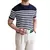 Camiseta listrada moderna e combinada de manga curta masculina