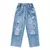Meninas jeans fino estilo ocidental calças soltas 2022 novo outono crianças ra na internet