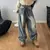 Calça jeans transfronteiriça de cintura baixa, lavada, solta, perna larga, mac na internet