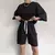 Conjunto feminino meia manga em torno do pescoço solto conjunto de duas peças - loja online