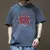 Camiseta de manga curta masculina gola redonda, marca de moda americana, top sol na internet