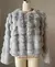 Casaco feminino de pelúcia imitação curto, top sem gola, branco, quente