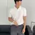 Polo Jacquard de malha masculina, camisa casual listra, decote em v, monocromática - Sky Secret