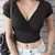 Imagem do Tops femininos sem mangas com decotes em v, regatas casuais, colete fino, cor pu