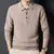 Suéter monocromático de caxemira masculino, pescoço polo, lã 100% pura - loja online