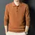 Suéter monocromático de caxemira masculino, pescoço polo, lã 100% pura - comprar online