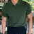 Polo Jacquard de malha masculina, camisa casual listra, decote em v, monocromática