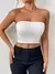Sexy bodycon top de tubo feminino, monocromático, elástico, roupa casual na internet