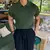 Polo Jacquard de malha masculina, camisa casual listra, decote em v, monocromática - comprar online
