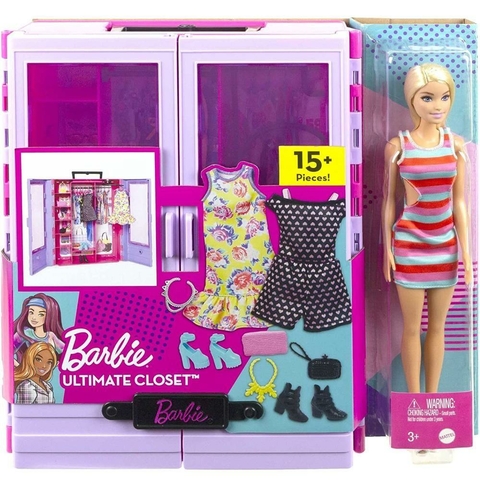 HJL66 CONJUNTO DE BRINQUEDO BARBIE NOVO ARMÁRIO DE LUXO COM BONECA