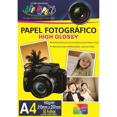 PAPEL FOTOGRAFICO INKJET A4 HIGH GLOSSY 180G - OFF PAPER