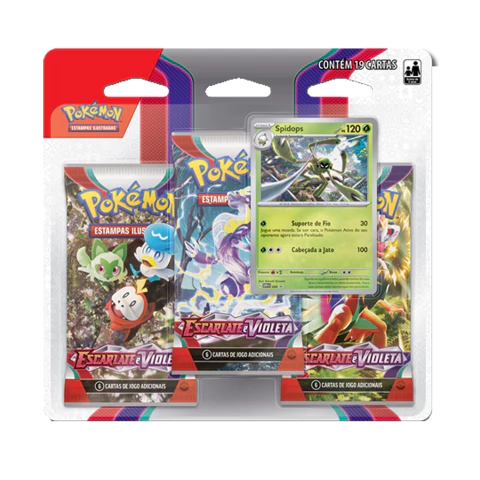 JGS BRINQ CARTON - POKEMON EV1 - BLISTER TRIPLO - ESCARLATE E VIOLETA - CERTIFICADO FSC