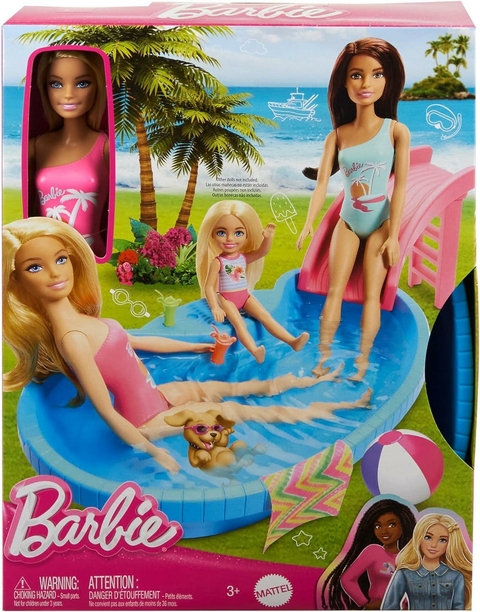 HRJ74 BARBIE PISCINA GLAM COM BONECA MAIÔ ROSA