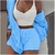 Conjunto Agasalhos em Veludo de Pelúcia Casaco + Shorts + Blusa - loja online