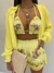 Conjunto Shorts, Blusa e Casaco Estampa Tropical Manga Lanterna na internet