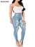 Jeans Rasgado Cintura Alta Elástico Skinny Slim - comprar online