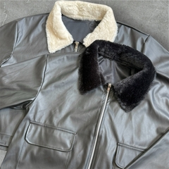 Campera Cuerina cuello piel - comprar online