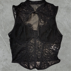 Top cuello encaje tiras