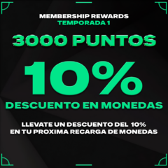 (3000 puntos): 10% de descuento en tu próxima recarga de monedas. - comprar online