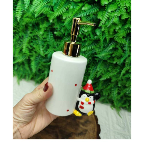 PORTA SABONETE LIQUIDO PINGUIM BRANCO 18cm