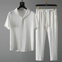 Conjunto de camisa e calças clássicas masculinas. - soberano
