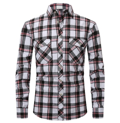 Camisa de botão manga comprida xadrez de flanela masculina, quadriculada cláss - comprar online