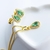 Conjunto Pedra Cravejada Gota Verde Banhado a Ouro 18K
