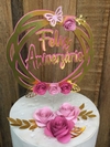 Topo circular com flores