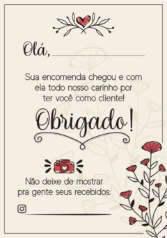 Imagem do 50 Cartão agradecimento 7x9cm IMPRESSÃO EM UM LADO SÓ