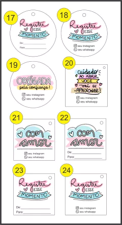 Tag personalizada com arte fixa 5x5 Cm 100 Unidades + Furo E Cordão - loja online