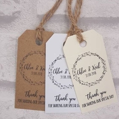 Tag retangular personalizada tamanho 7x4 cm 100 unidades + furo e cordão