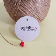Tag Papel Reciclado 3,5 X 3,5cm 240g 2 Lados 100 Un + Cordão