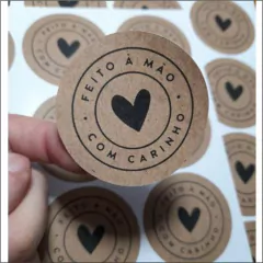 Etiquetas Adesivas Kraft Personalizadas Tam. 5x5 Cm 100 Unidades