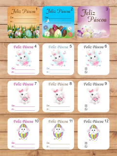 Tag Páscoa varios modelos 5x5cm com furo e cordão 100 unidades - comprar online