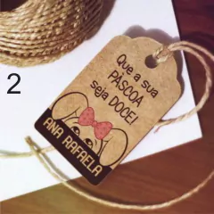 Tag Páscoa Kraft Personalizada 100 Unidades + Cordão Rustico - comprar online