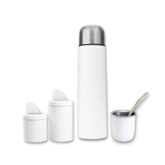 Imagen de Set Matero Completo Termo Bala 1L Mate Yerb Azuc Bombilla Blanco Personalizado