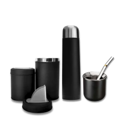 Imagen de Set Matero Completo Termo Bala 500ml Mate Yerb Azuc Bombilla Negro Personalizado