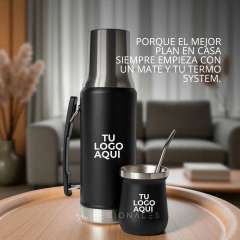 Combo Termo System 1L + Mate Negro Personalizado
