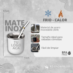 Combo Termo Bala 1L + Mate + Bombilla Personalizado Blanco - Regionales del Sur