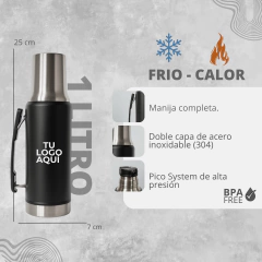 Combo Termo System 1L + Mate Negro Personalizado - Regionales del Sur