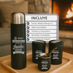 Set Matero Completo Termo Bala 1L Mate Yerb Azuc Bombilla Negro Personalizado en internet