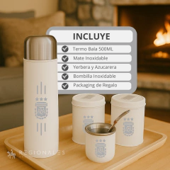 Set Matero Completo Termo Bala 500ml Mate Yerb Azuc Bombilla Blanco FUTBOL - Regionales del Sur