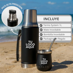 Combo Termo System 1L + Mate Negro Personalizado - comprar online