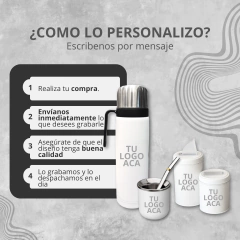 Set Matero Completo Termo Manija 1L Mate Yerb Azuc Bombilla Blanco Personalizado - tienda online