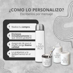 Set Matero Completo Termo Bala 1L Mate Yerb Azuc Bombilla Blanco Personalizado - tienda online